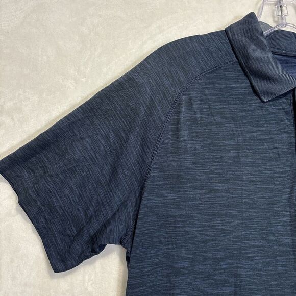 Lululemon Metal Vent Tech Polo Shirt Mens Large Blue Breathable Stretch Golf Gym - Picture 7 of 16